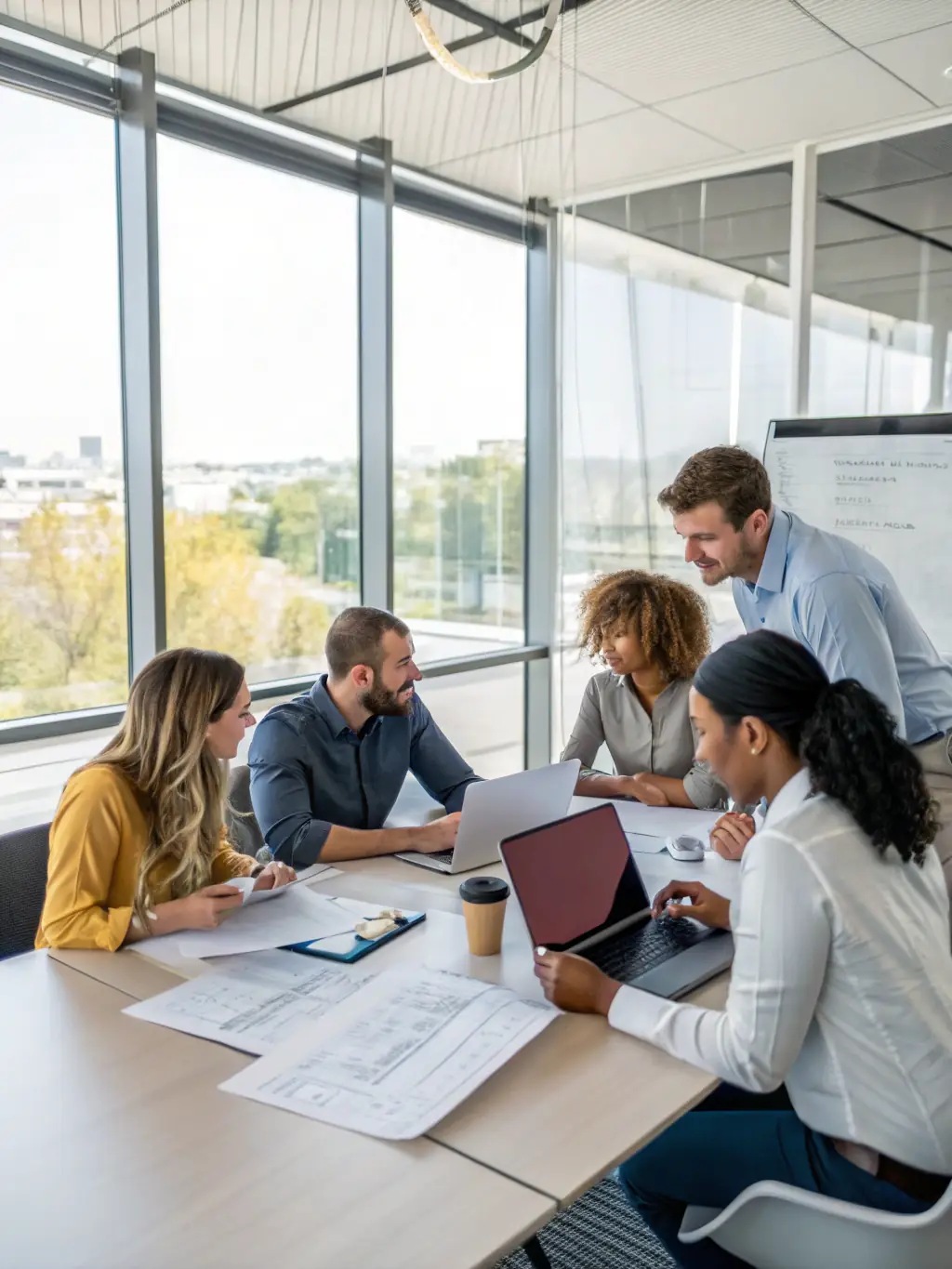 A diverse team of international logistics experts collaborating in a modern office, symbolizing ExpoCars Global's industry expertise and global reach.